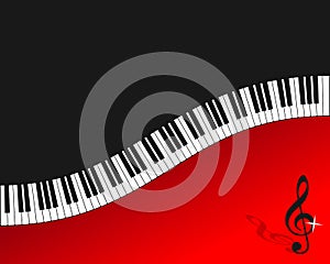 Piano Keyboard Red Background