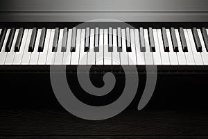 Piano keyboard on wooden table