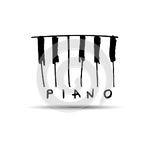 Piano keyboards vector illustrations. Various angles and views