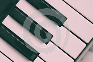 Piano keys black and white image. vintage style background