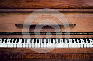 Piano keys. close frontal view