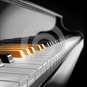 piano keys close up