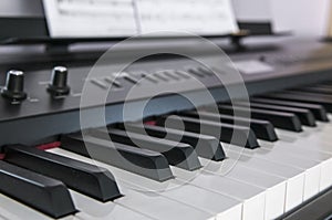 Piano keys closeup