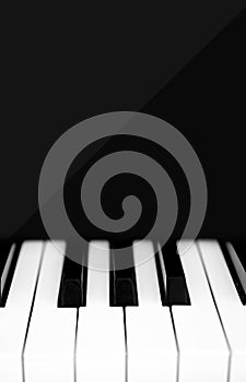 Piano keys closeup monochrome