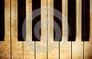 Piano keys in grunge image