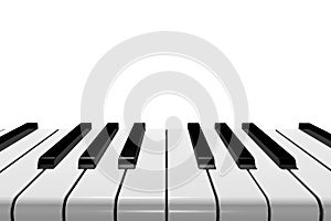 Piano Keys Isolated In Front Of White Background - Close-Up View