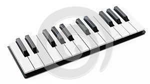 Piano keys isolated on white background. 3D illustration