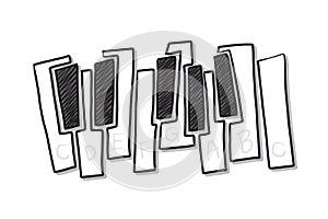 Piano keys, keyboard illustration for music logo