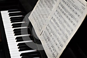 Piano, keys and music copy-book