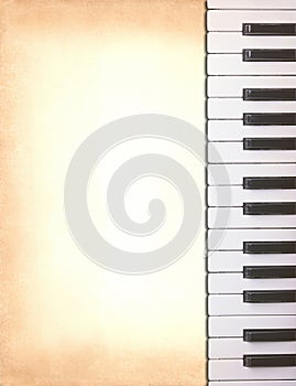 Piano keys on old paper