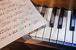 Piano keys and sheet music