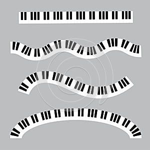 Piano keys sign. Jazz poster. Culture education. Music concept. Different figures. Vector illustration. Stock image.