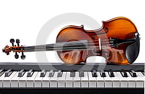 Piano keys and violin