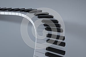 Piano keys with white background, 3d rendering