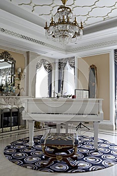 The piano in the luxury in the living room