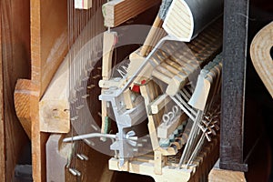 Piano mechanism gavel - string, pins and hammers