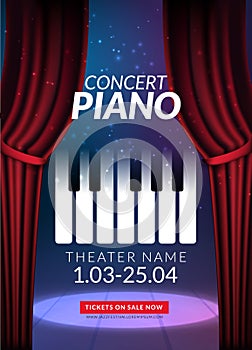 Piano music concert background. Musical illustration poster.