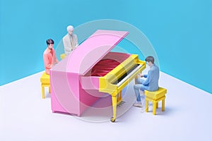 piano music performance colourful illustration art concept trend modern people. Generative AI.