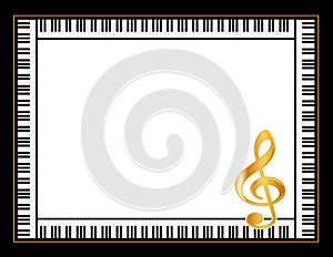 Piano Music Poster Frame, Gold Treble Clef