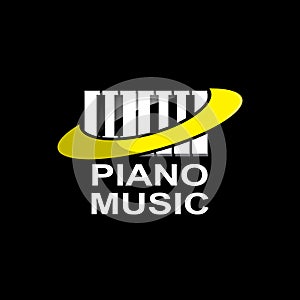 Piano Musical Instrument Logo Vector, Background Design, Screen Printing, Stickers, And Company