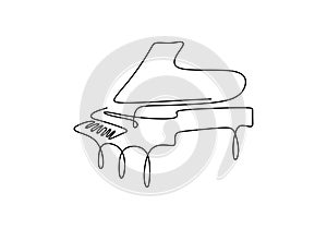 Piano one line drawing. Vector illustration continuous single hand drawn, classical music instrument. Minimalism art isolated on