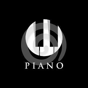 Piano orchestra logo template design on a black background. Vector illustration