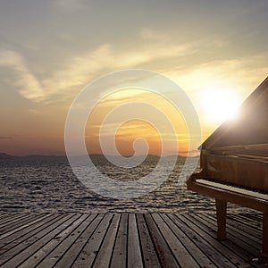 Piano outside shot at sea side