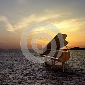 Piano outside shot at sea side