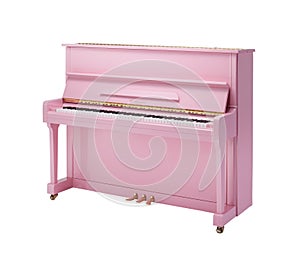 Piano, Pink Upright Piano Strings Percussion Music Instrument Isolated on White background