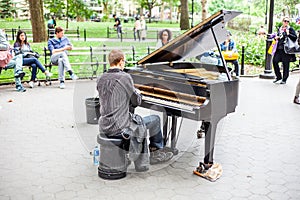 Piano player in Washington Square Park New York
