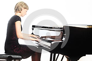 Piano pianist player with grand piano photo