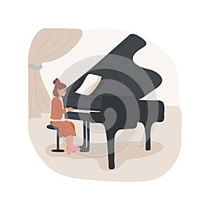 Piano solo performance on stage isolated cartoon vector illustration.