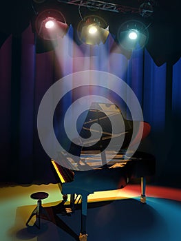 Piano on stage photo