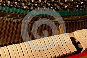 Piano strings sound tuning music