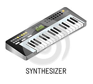 Piano or synthesizer electronic music playing isolated musical instrument