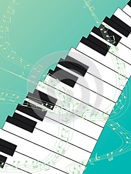 Piano top green background