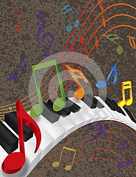 Piano Wavy Border with 3D Keys and Colorful Music