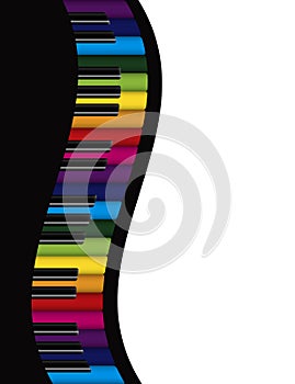 Piano Wavy Border with Colorful Keys Illustration