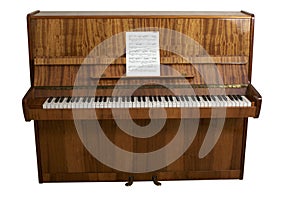 Piano on white background with path