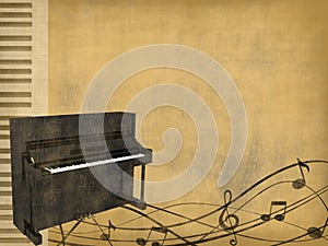 Piano on worn background