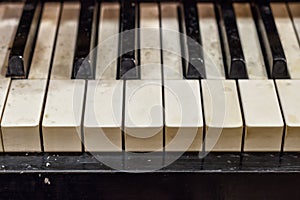 Pianoforte, front view instrument, musical instrument. learn to play the instrument at home. white large piano. piano keyboard. photo
