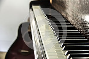 Pianoforte keyboard close up.