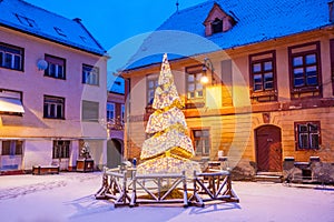 Piata Enescu square in Christmas time, Brasov Romania