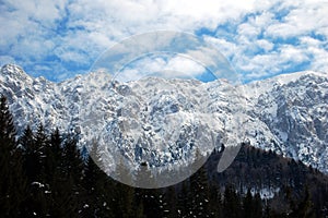 Piatra Craiului Mountain Range in winter