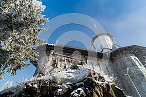 Piatra Fantanele monastery in winter time