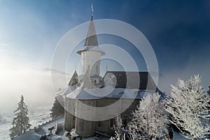 Piatra Fantanele monastery in winter time