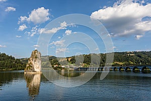 Piatra Teiului lime stone in Bicaz lake, Romania