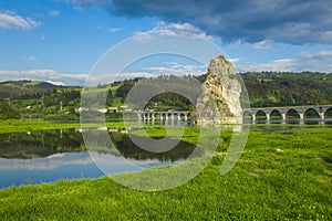 Piatra Teiului lime stone and Bicaz lake viaduct