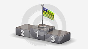 Piaui 3D waving flag illustration on winner podium.