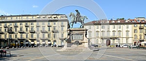 Piazza Bodoni elegant buildings in Turin
